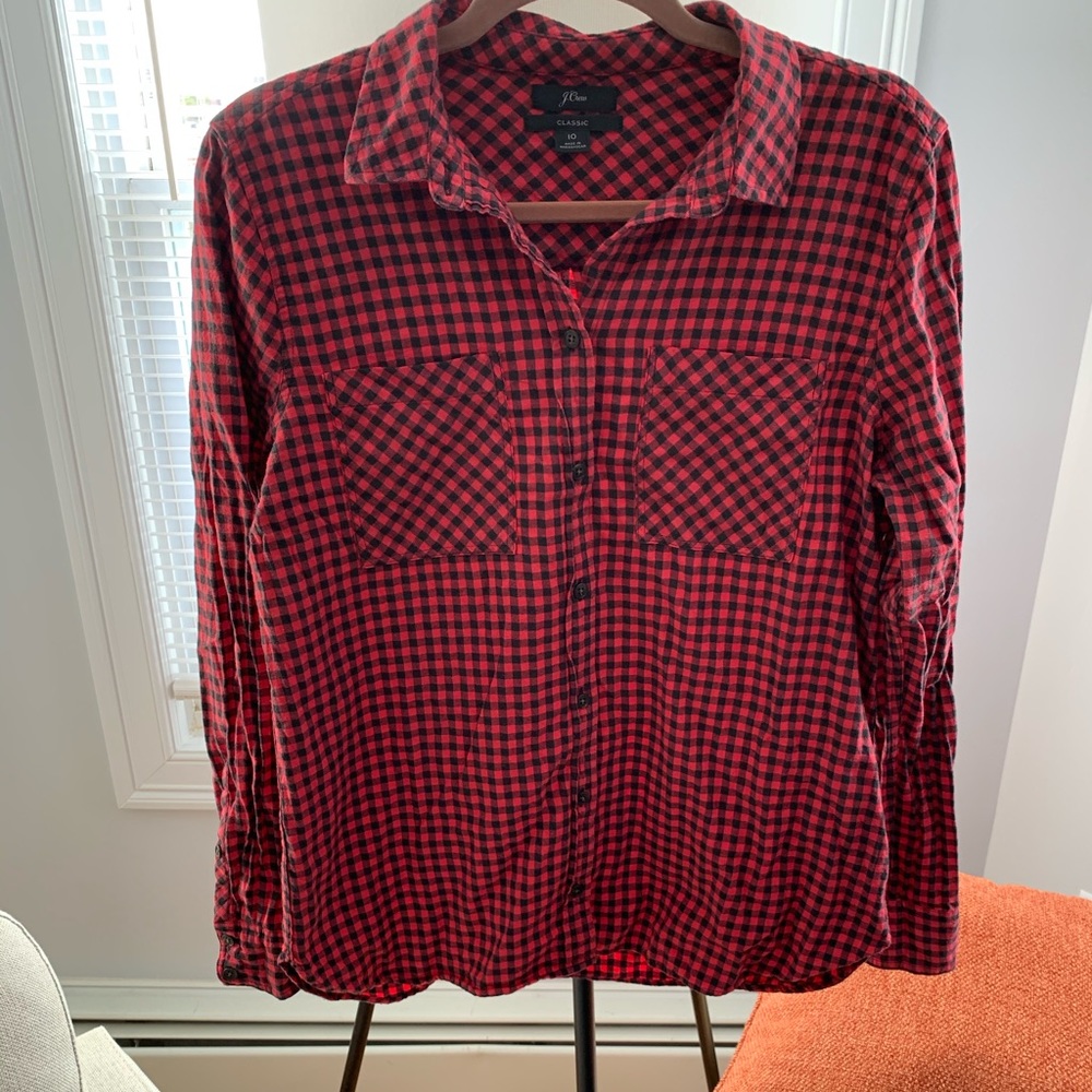Classic J. Crew Red and Black Check Shirt